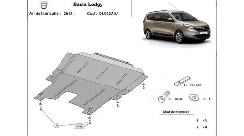 Scut motor metalic din aluminiu Dacia Lodgy (2012->) [JS_] #5