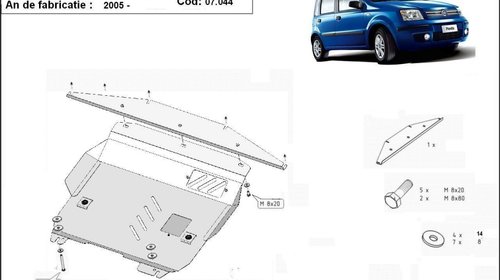 Scut motor metalic Fiat Panda dupa 2006