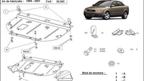 Scut motor metalic frontal Audi A4 1 1995 - 2