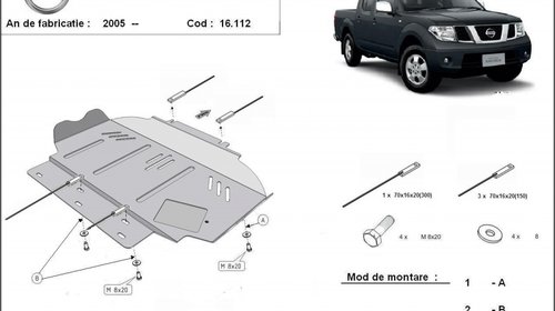 Scut motor metalic frontal Nissan Navara dupa