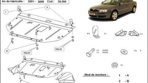 Scut motor metalic frontal Skoda Superb 2001 