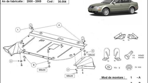 Scut motor metalic frontal VW Passat 2000 - 2