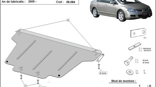 Scut motor metalic Honda Civic (sedan), după