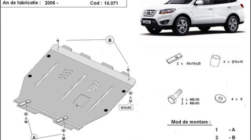 Scut motor metalic Hyundai Santa Fe dupa 2006