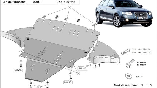 Scut motor metalic - laterale incluse Audi Al