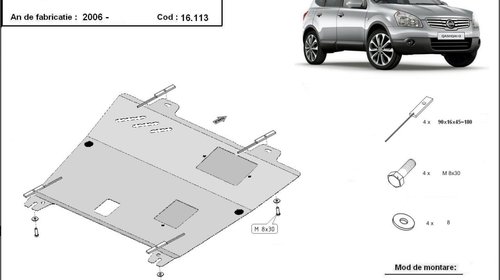 Scut motor metalic Nissan Qashqai dupa 2006