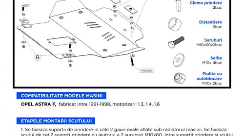 Scut Motor Metalic Opel Astra F, Opel Calibra