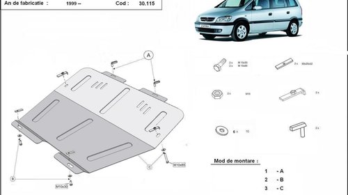 Scut motor metalic Opel Astra G; Astra H; Zafira A, Zafira B