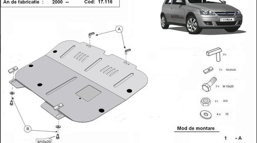 Scut motor metalic Opel Corsa C dupa 2000