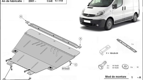 Scut motor metalic Opel Vivaro dupa 2001