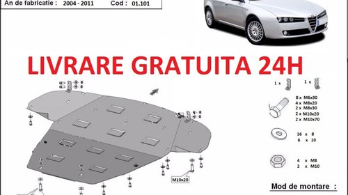 Scut motor metalic otel 2mm Alfa Romeo 159 20