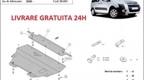 Scut motor metalic otel 2mm Citroen Berlingo 