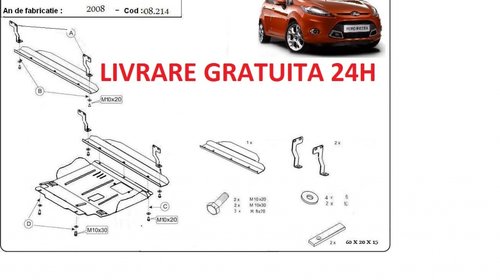 Scut motor metalic otel 2mm Ford Fiesta 2008-