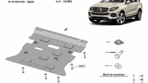 Scut motor metalic otel 2mm Mercedes GLE X166 / Coupe C292 2015-prezent COD:14.801