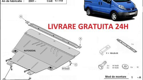 Scut motor metalic otel 2mm Nissan Primastar 