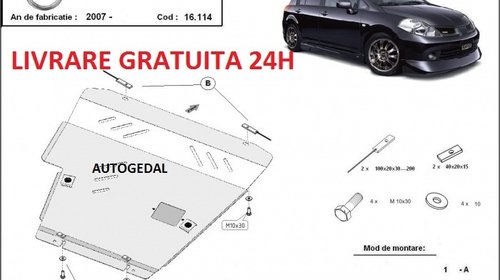 Scut motor metalic otel 2mm Nissan Tiida 2007