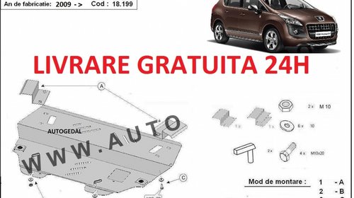 Scut motor metalic otel 2mm Peugeot 3008 2009