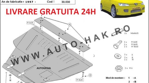 Scut motor metalic otel 2mm Peugeot 306 1994-