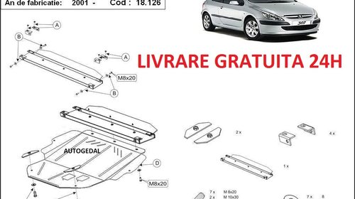 Scut motor metalic otel 2mm Peugeot 307 2001-