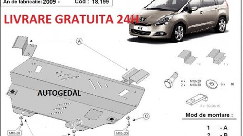 Scut motor metalic otel 2mm Peugeot 5008 2009