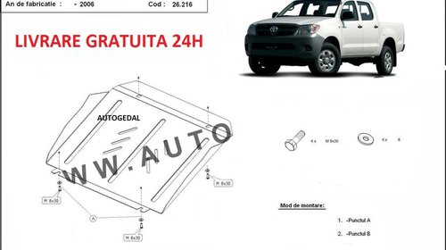 Scut motor metalic otel 2mm Toyota Hilux 2000