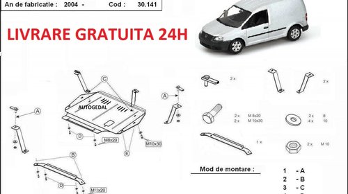 Scut motor metalic otel 2mm VW Caddy 2004-201