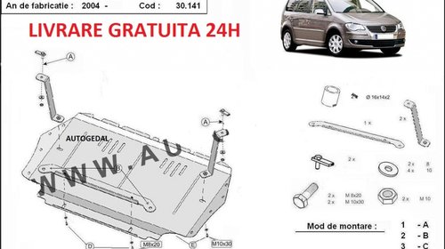 Scut motor metalic otel 2mm VW Touran 2003-20