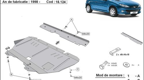 Scut motor metalic Peugeot 206