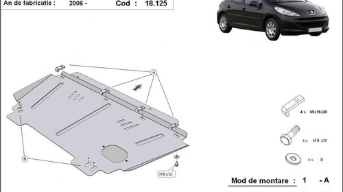 Scut motor metalic Peugeot 207