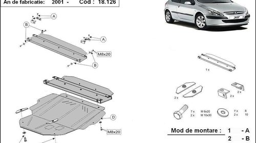 Scut motor metalic Peugeot 307