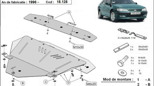 Scut motor metalic Peugeot 406 1996-2004