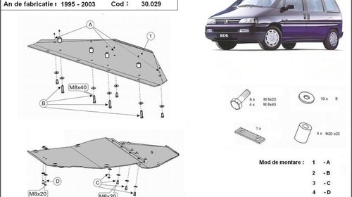 Scut motor metalic Peugeot 806 1995-2003