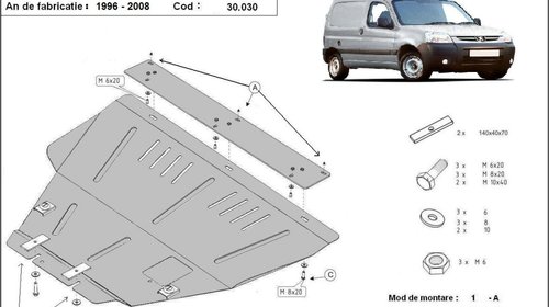 Scut motor metalic Peugeot Partner 1996-2008