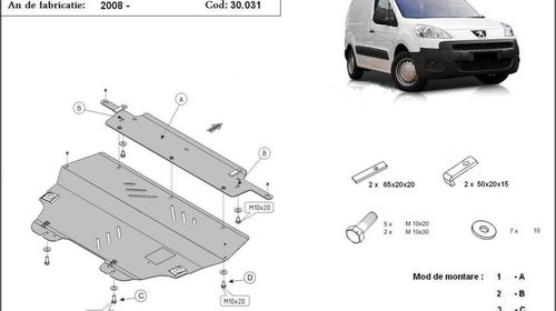 Scut motor metalic Peugeot Partner dupa 2008