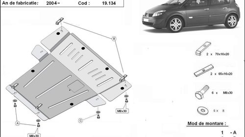 Scut motor metalic Renault Megane dupa 2004