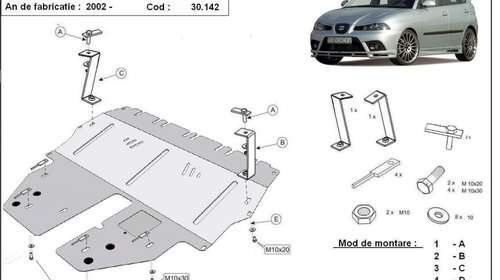 Scut motor metalic Seat Ibiza dupa 2002