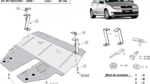 Scut motor metalic SKODA FABIA 6Y2 1999 - 200