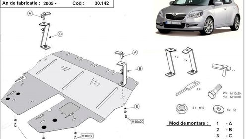 Scut motor metalic Skoda Fabia dupa 2005