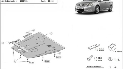 Scut motor metalic Toyota Avensis dupa 2008