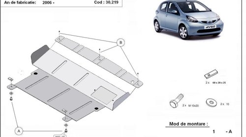 Scut motor metalic Toyota Aygo dupa 2006