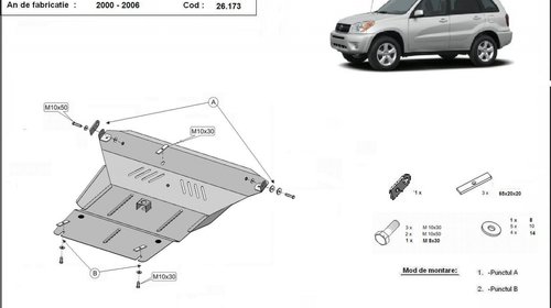 Scut motor metalic Toyota Rav 4, fabricat 200