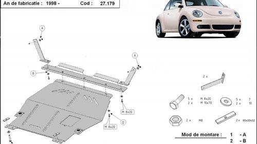 Scut motor metalic Volkswagen New Beetle dupa