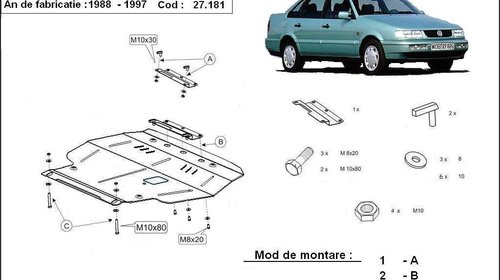 Scut motor metalic Volkswagen Passat 1988-199