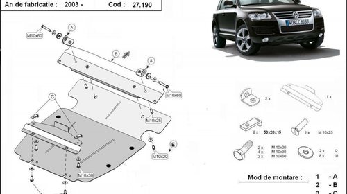 Scut motor metalic Volkswagen Touareg R5 dupa