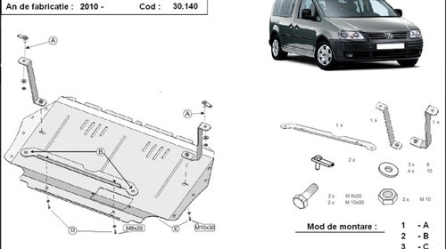 Scut motor metalic VW Caddy 1.2, 1.4TSI, 1.6 
