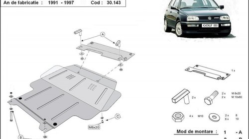 Scut motor metalic VW Golf 3 dupa 1991