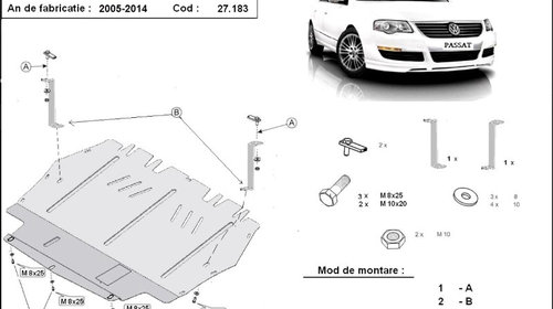 Scut motor metalic VW Passat B6/B7 2005-2014