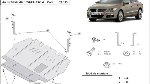 Scut motor metalic VW Passat CC 2008-2014