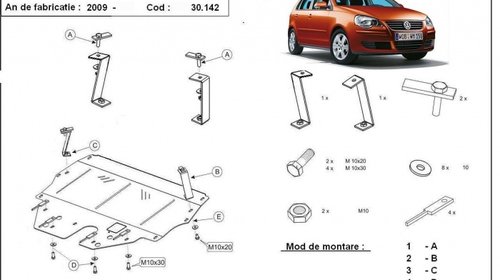 Scut motor metalic VW Polo 9N 2003 -