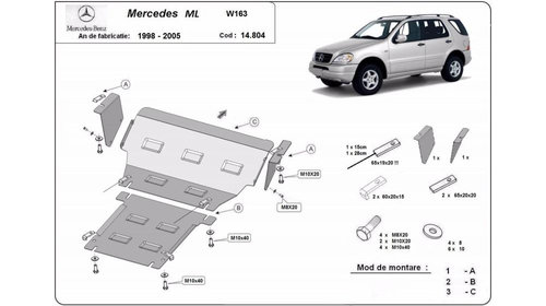 Scut motor metalic w163 Mercedes ML (1998-2005) [W163] #5